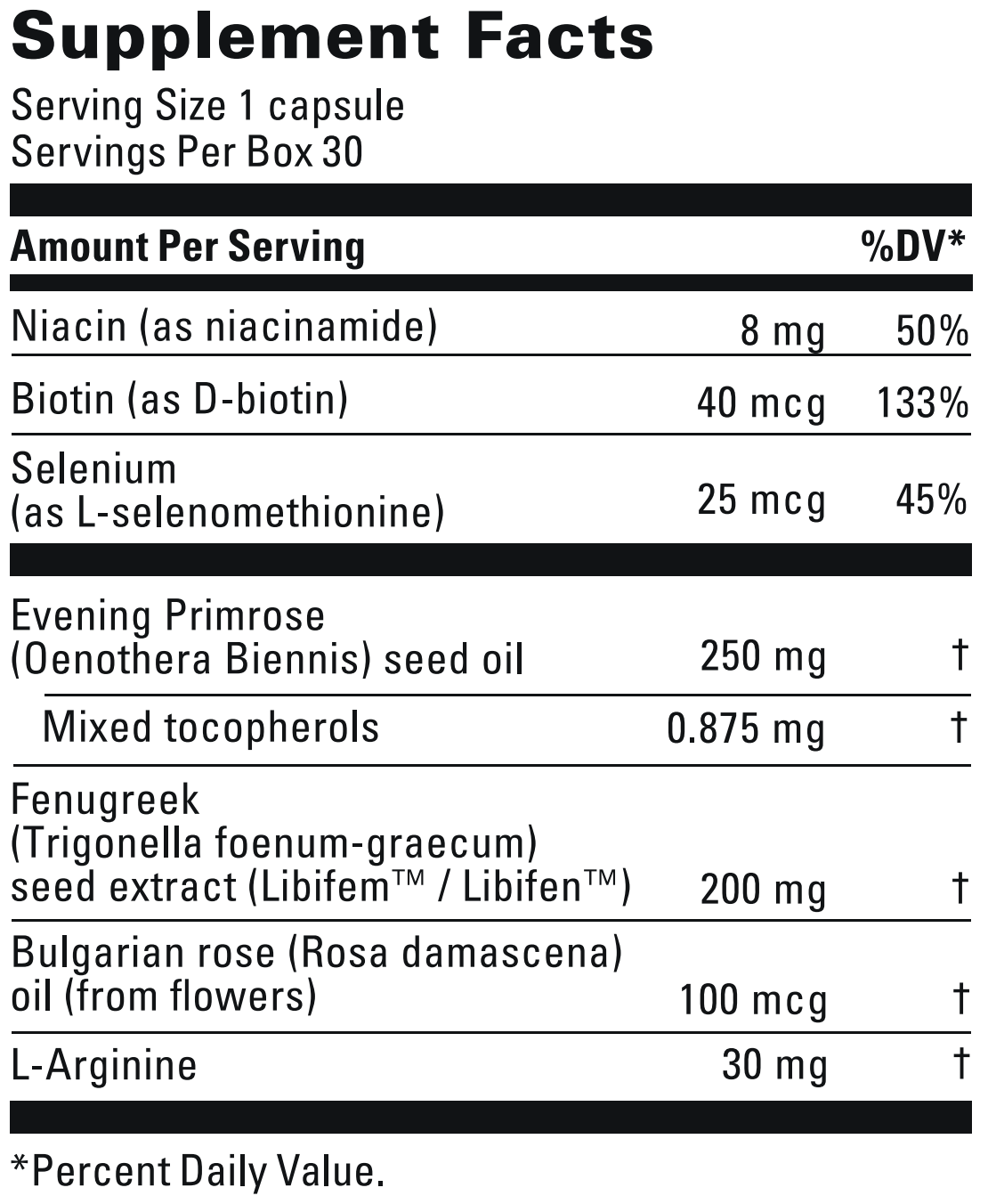 Supplement Label